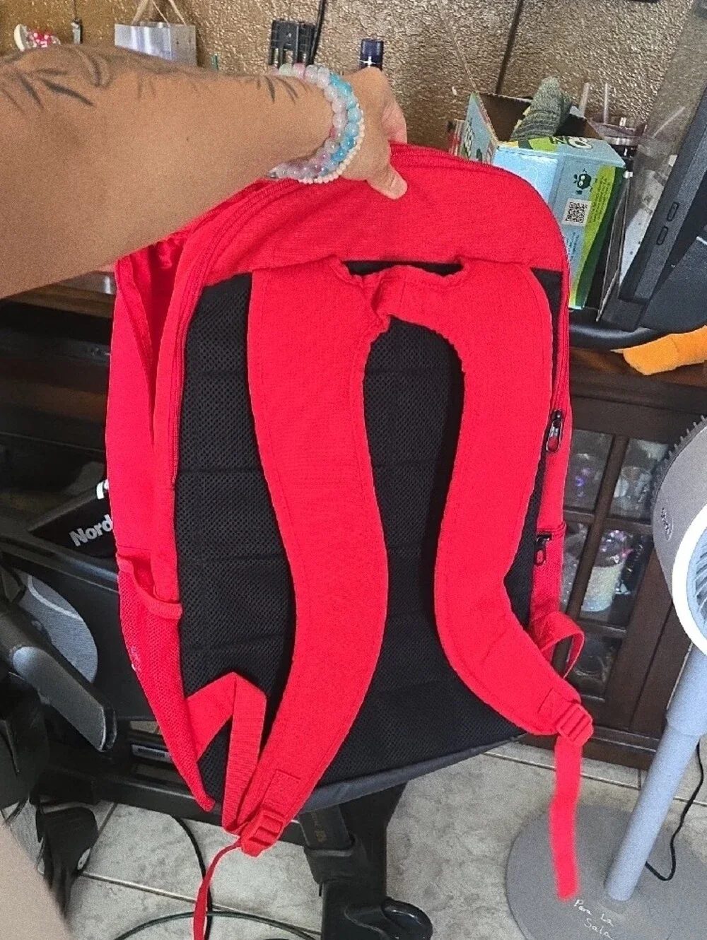 Nike Red and Gray Men's Backpack with White Swoosh
